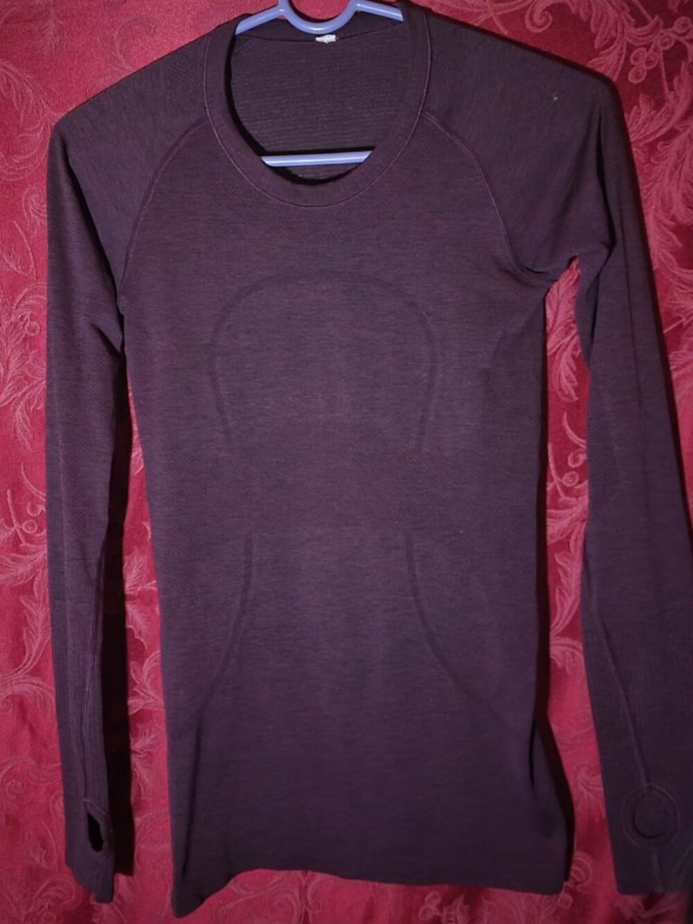 Lululemon Plum Burgundy Seamless Long Sleeve Workout Top Size S